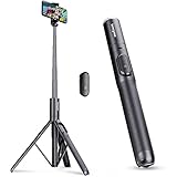 Sensyne 60' Phone Tripod & Selfie Stick, Lightweight All in One Phone Tripod Integrated with Wireless Remote Compatible with All Cell Phones for Selfie/Video Recording/Photo/Live Stream/Vlog（Black）