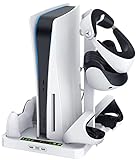 HAPAW Charging Station for PS VR2 / PS-5 with Cooling Fan & Accessories Organizer, PS-5 PSVR 2 Controllers Charger Charging Dock, Playstation5 Console Cooling PS VR 2 Accessories Headset Stand Holder