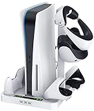HAPAW Charging Station for PS VR2 / PS-5 with Cooling Fan & Accessories Organizer, PS-5 PSVR 2 Controllers Charger Charging Dock, Playstation5 Console Cooling PS VR 2 Accessories Headset Stand Holder