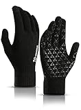 TRENDOUX Winter Gloves, Knit Touch Screen Glove Men Women Texting Smartphone Driving - Anti-Slip - Elastic Cuff - Thermal Soft Upgraded Lining - Hands Warm in Cold Weather - Black - M