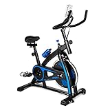 Exercise Bike Resistance and Height Adjustable Indoor Cycling Bike Stationary with LCD Digital Monitor and Phone Holder, Professional Exercise Sport Bike for Home Cardio Gym Workout (Blue)