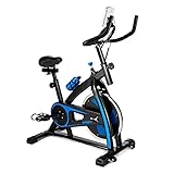 Exercise Bike Resistance and Height Adjustable Indoor Cycling Bike Stationary with LCD Digital Monitor and Phone Holder, Professional Exercise Sport Bike for Home Cardio Gym Workout (Blue)