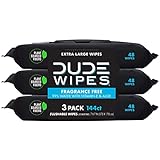 DUDE Wipes Flushable Wipes - 3 Pack, 144 Wipes - Unscented Extra-Large Adult Wet Wipes with Vitamin-E & Aloe for at-Home Use - Septic and Sewer Safe