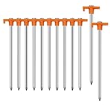 12PCS Tent Stakes Heavy Duty Camping Stakes,AVOFOREST 7.1Inch Non-Rust Metal Tent Pegs Ground Stakes Tent Spikes Camping,Garden,Hiking Orange