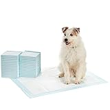 Amazon Basics Dog and Puppy Pee Pads with Leak-Proof Quick-Dry Design for Potty Training, Heavy Duty Absorbency, X-Large, 28 x 34 Inches, Pack of 50, Blue & White