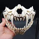 GB4 Japanese Halloween Mask, Resin Mask Half Face Skull Scary Mask Cosplay Decorative for Adults