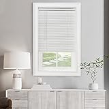 Cordless Light Filtering Mini Blind - 27 Inch Length, 48 Inch Height, 1' Slat Size - Pearl White - Cordless GII Morningstar Horizontal Windows Blinds for Interior by Achim Home Decor