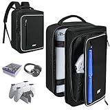 LEFOR·Z Travel Console Backpack Compatible for PS5,Protective Carrying Case Storage Bag Compatible with PlayStation5 Console,Controllers,Monitor,15.6”Laptop,Headset,Game discs,Charger &Accessories
