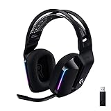 Logitech G733 Lightspeed Wireless Gaming Headset with Suspension Headband, LIGHTSYNC RGB, Blue VO!CE mic Technology and PRO-G Audio Drivers - Black (Renewed)