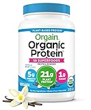 Orgain Organic Vegan Protein Powder + 50 Superfoods, Vanilla Bean - 21g Plant Based Protein, Gluten Free, Dairy Free, Lactose Free, Soy Free, No Sugar Added, Kosher, With B Vitamins - 2.02lb