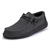 Hey Dude Men's Wally Sox Micro Total Black Size 9 | Men’s Shoes | Men's Lace Up Loafers | Comfortable & Light-Weight