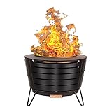 TIKI Brand Smokeless Patio Fire Pit, Wood Burning Outdoor Fire Pit - Includes Wood Pack, Modern Design with Removable Ash Pan, 24.75 x 24.75 x 18.75 inches, Black