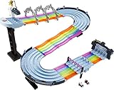 Hot Wheels Mario Kart Rainbow Road Raceway 8-Foot Track Set with Lights & Sounds & 2 1:64 Scale Vehicles, Race with 5-Track Colorful Course with 2 Configurations, Toy Gift for Kids