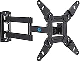 Full Motion TV Monitor Wall Mount Bracket Articulating Arms Swivels Tilts Extension Rotation for Most 13-42 Inch LED LCD Flat Curved Screen TVs & Monitors, Max VESA 200x200mm up to 44lbs by Pipishell