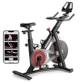 MEKBELT Exercise Bike, Indoor Cycling Stationary Bike Supports Bluetooth Connection, Smart Magnetic Bike with 100 Level Resistance Works with Multiple Fitness Apps for Home Use (Black)