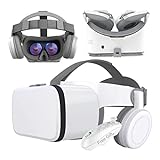 Virtual Reality VR Headsets, 3D VR SET Android VR Goggles Glasses with Remote Controller[gift] 3D Movies Video Games Viewer for iPhone 13 12 Mini 11 Pro Max X XS XR SE 8 7 6 Samsung S21 S20 S10, White
