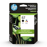 HP 67 Black/Tri-color Ink Cartridges (2 Count - Pack of 1) | Works with HP DeskJet 1255, 2700, 4100 Series, HP ENVY 6000, 6400 Series | Eligible for Instant Ink | 3YP29AN