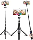 Selfie Stick, 40 inch Extendable Selfie Stick Tripod,Phone Tripod with Wireless Remote Shutter,Group Selfies/Live Streaming/Video Recording Compatible with All Cellphones