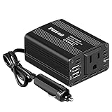 150W Power Inverter 12V DC to 110V AC Car Plug Adapter Outlet Converter with 3.1A Dual USB AC car Charger for Laptop Computer