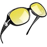 Joopin Big Yellow Lens Sunglasses Trendy Oversized Jackie Shades for Women Ladies Black Frame Rectangle Driving Glasses UV400 Protection