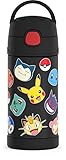 THERMOS FUNTAINER 12 Ounce Stainless Steel Vacuum Insulated Kids Straw Bottle, Pokemon