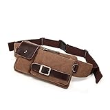 BAOSHA YB-01 Vintage Men's Waist Bag Sports Waist Pack Bum Bag Security Money Waist Day Pack Pouch Hip Belt Bag Bumbag Coffee