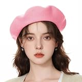 TopTie Classic Wool Beret French Style Artist Basque Beanie Hat 60% Wool-Pink