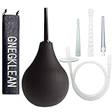 GNEGKLEAN Black Silicone Enema Bulb Kit 7.6oz Clean Anal Douche for Men Women with 19.7in Hose+4 Replaceable Nozzle (Black)
