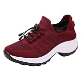JEUROT Fashion Sneakers for Women Men Knit Sock Sneakers Non Slip Walking Tennis Shoes Breathable Lightweight Platform Shoes (Red, 9.5)
