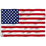 Anley Fly Breeze 3x5 Foot American US Flag - Vivid Color and UV Fade Resistant - Canvas Header and Double Stitched - USA Flags Polyester with Brass Grommets 3 X 5 Ft