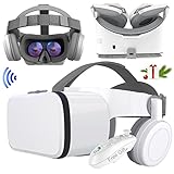 VR Headset, Virtual Reality Headset w/Controller & Headphones for Kid Adult Play 3D Game Movie, Universal VR Set Glasses Goggle Bundle for PC Android Phone for iPhone 13 12 11 Pro X S R Max Samsung