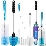 Holikme 8 Pack Bottle Brush Cleaning Set, Long Handle Bottle Cleaner for Washing Narrow Neck Beer Bottles Wine Decanter Narrow Cup Pipes Sinks Cup Cover, White