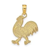 Solid 14k Yellow Gold Rooster Pendant Charm - 20mm x 12mm