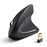 Anker 2.4G Wireless Vertical Ergonomic Optical Mouse, 800 / 1200 /1600 DPI, 5 Buttons for Laptop, Desktop, PC, MacBook - Black (Renewed)