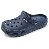Amoji Garden Clogs Shoes Garden Shoes Outdoor Slippers Gardening Shoes Summer Water Clogs Yard Shoes Adult Male Female AA1521 Navy Size 12.5 Women/11 Men