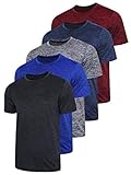 5 Pack Men’s Active Quick Dry Crew Neck T Shirts | Athletic Running Gym Workout Short Sleeve Tee Tops Bulk (Set 1, X-Large)