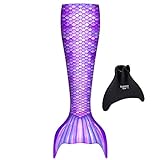 Fin Fun Fantasy with Included Monofin - Swimmable Mermaid Tail for Kids - Reinforced Water Game for Girls & Boys Made w/ Sun Resistant Material - (Purple, Child L/XL)