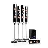 auna Areal Nobility Home Theatre System, 5.1-Channel Surround System with 120 W RMS, 35 W Subwoofer, Satellite Speaker, Bluetooth 3.0, USB, SD Slot, Supports: MP3 / WMA, AUX-in, Remote Control, Black