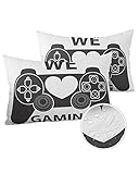 Outdoor Waterproof Throw Pillow Covers 20 x 12 Inches Set of 2 WE GAMING Gray Gamepad Continuous Joystick Decorative Cushion Cover Pillowcase for Garden Patio Tent Beach Bedroom Livingroom Sofa Couch