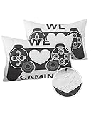 Outdoor Waterproof Throw Pillow Covers 20 x 12 Inches Set of 2 WE GAMING Gray Gamepad Continuous Joystick Decorative Cushion Cover Pillowcase for Garden Patio Tent Beach Bedroom Livingroom Sofa Couch