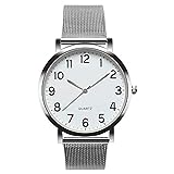 Mens Watch, Luxury Stainless Steel Band Quartz Analog Watches, Waterproof Unique Dress Classic Work Business Casual Wrist Watch with Numeral (Silver)