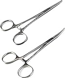 SURGICAL ONLINE Versatile Angling Tools with 2pc 5 Inch Fishing Forceps Set - Stainless Steel, Curved & Straight Hemostats, Serrated Jaws, Locking Mechanism, and Lightweight Design
