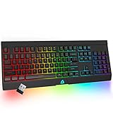 KLIM Rival Wireless Gaming Keyboard RGB US Layout - New 2023 - Slim Durable Ergonomic Quiet Silent Soft Sound Keys 25 Anti-Ghosting - RGB Backlit Wireless Keyboard Gaming for Laptop PC/Mac