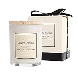 Gifts for Women - Scented Candles 100% Pure Natural Soybean Wax with Plant Essential Oils for Stress Relief Aromatherapy(White)