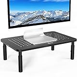 WALI Monitor Stand Riser, Laptop 3 Height Adjustable Underneath Storage for Office Supplies (STT003), 1 Pack, Black