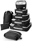 OlarHike 8 Set Packing Cubes for Travel, 4 Various Sizes(Extra Large,Large,Medium,Small), Luggage Organizer Bags for Travel Accessories Travel Essentials, Travel Cubes for Carry on Suitcases (Black)