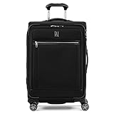 Travelpro Platinum Elite Softside Expandable Luggage, 8 Wheel Spinner Suitcase, TSA Lock, Men and Women, Shadow Black, Checked-Medium 25-Inch
