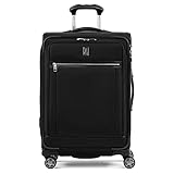 Travelpro Platinum Elite Softside Expandable Luggage, 8 Wheel Spinner Suitcase, TSA Lock, Men and Women, Shadow Black, Checked-Medium 25-Inch