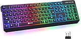 KLIM Chroma Wireless Gaming Keyboard RGB - New 2023 - Long-Lasting Rechargeable Battery - Quick & Quiet Typing - Water Resistant Backlit Wireless Keyboard - Teclado Gamer - PC PS5 PS4 Xbox One Mac