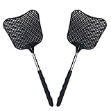 Foxany Telescopic Fly Swatters, Durable Plastic Fly Swatter Heavy Duty Set, Flyswatter with Stainless Steel Handle for Indoor/Outdoor/Classroom (2 Pack)